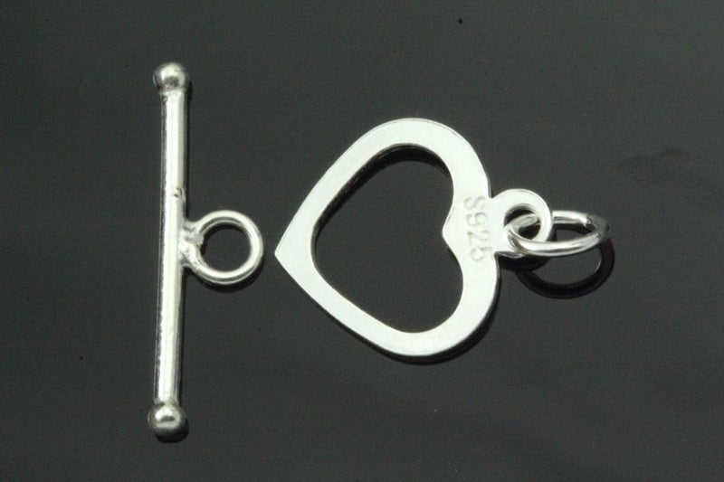 Adabele 1 Set Adabele Authentic 925 Sterling Silver Heart Shaped Toggle Clasp T-Bar Closure Set with Bar 16mm for DIY Jewelry Making SS26-BB - Image 3