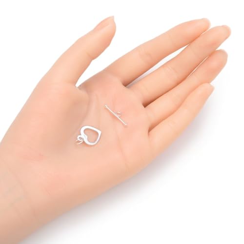Adabele 1 Set Adabele Authentic 925 Sterling Silver Heart Shaped Toggle Clasp T-Bar Closure Set with Bar 16mm for DIY Jewelry Making SS26-BB - Image 4
