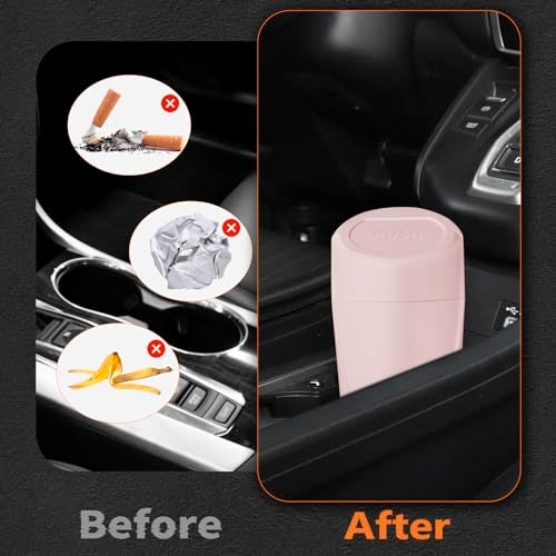 xiaoniu Car Trash Can with Lid, Leakproof Garbage Can with 40 Attached Trash Bags, Mini Essential Car Accessories for Interior for Car,SUV, Home, Office (Sakura Pink) - Image 5