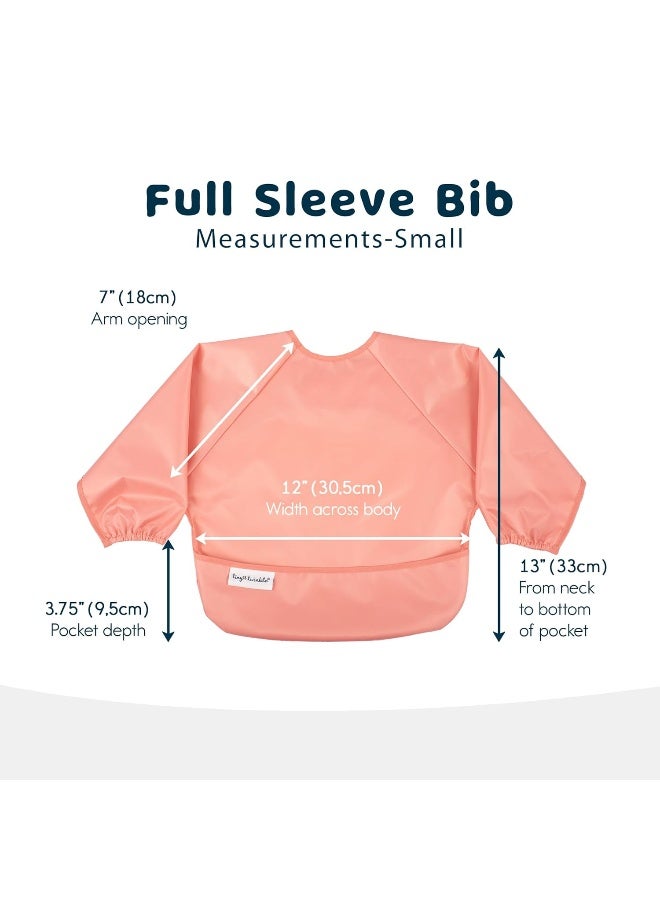 Tiny Twinkle Mess Proof Baby Bibs, 2pk Waterproof Smock Baby Bibs for Eating, Machine Washable Long Sleeve Bibs, Baby Led Weaning, Toddler Bibs, BLW Supplies (Peach Terracotta, Small 6-24 Months) - Image 4