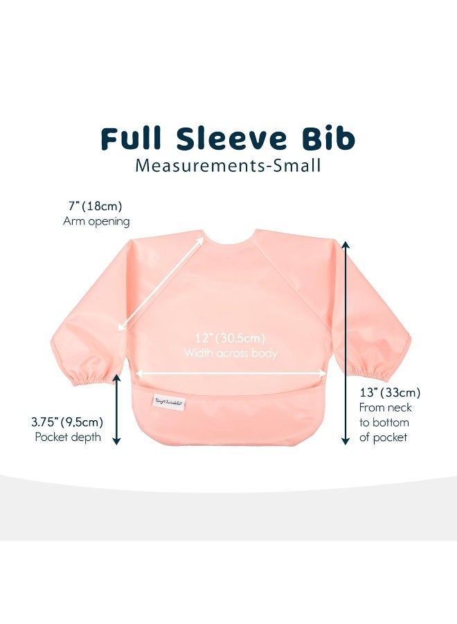 Tiny Twinkle Mess Proof Baby Bibs, 2pk Waterproof Smock Baby Bibs for Eating, Machine Washable Long Sleeve Bibs, Baby Led Weaning, Toddler Bibs, BLW Supplies (Peach Terracotta, Small 6-24 Months) - Image 3