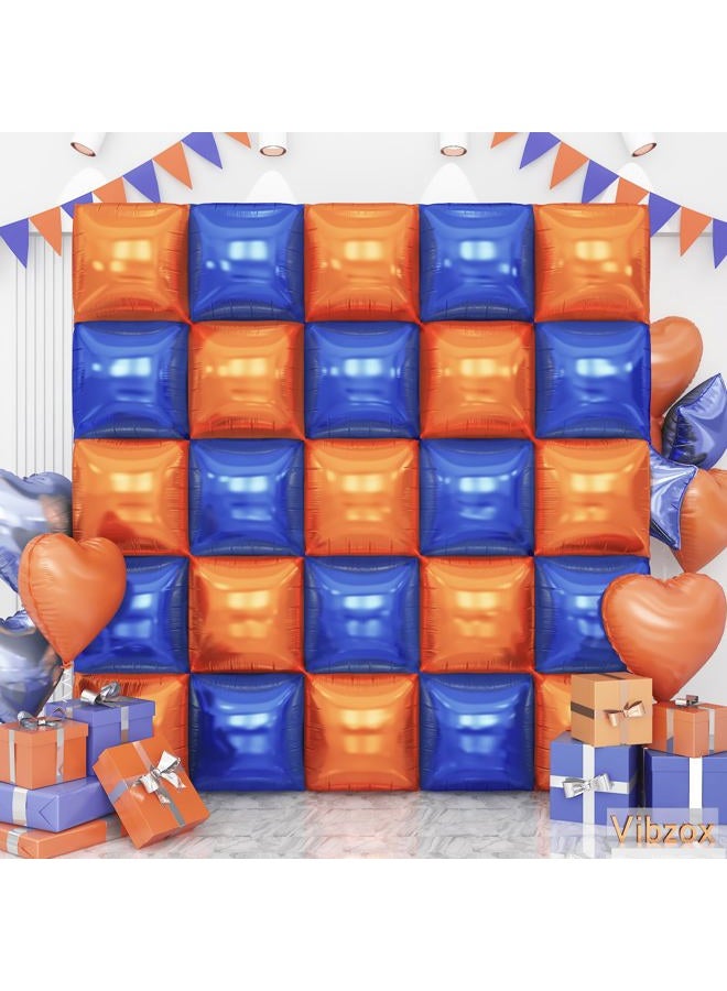 Vibzox Blue and Orange Square Foil Balloons Wall, Double Sided Chrome Deep Blue and Orange Balloons Tunnel Arch Kit Backdrop for Boys Birthday Graduation Baby Shower blue Birthday Party Decorations - Image 1