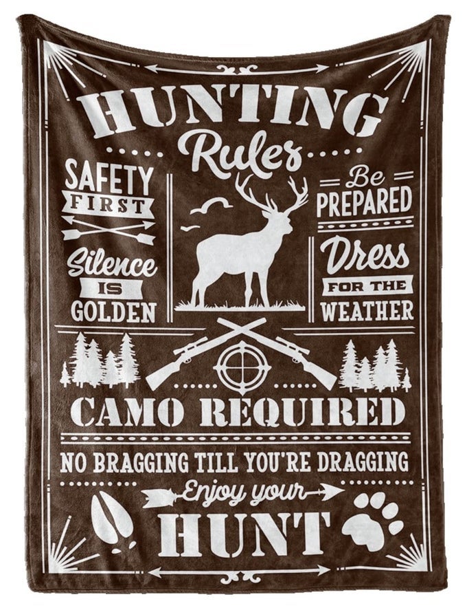 HUNTING GIFTS FOR MEN BLANKET THROW DEER HUNTER GIFT FOR HUNTERS DAD KIDS WOMEN BIRTHDAY CHRISTMAS RULES 50 X 65