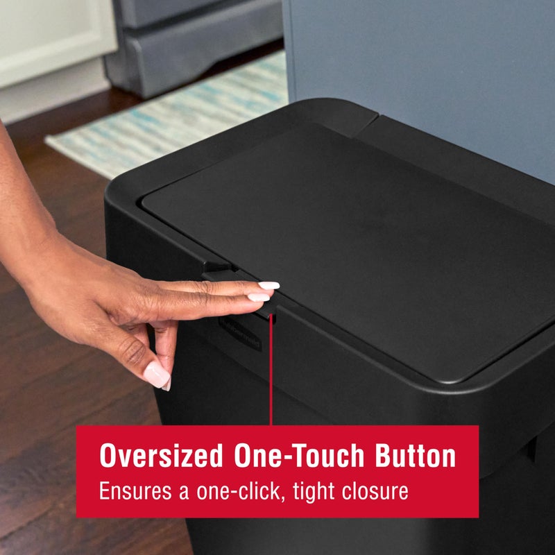 Rubbermaid Touch-Top Kitchen Trash Can with Lid, 12.2 Gallon, Black, Garbage Container for Home/Kitchen/Apartment/Garage - Image 2