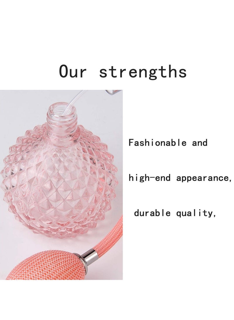 KASTWAVE Perfume Spray Bottle Vintage Refillable Perfume Spray 100ml Empty Glass Bottle Atomizer Diffuser holiday Gift Pink - Image 2