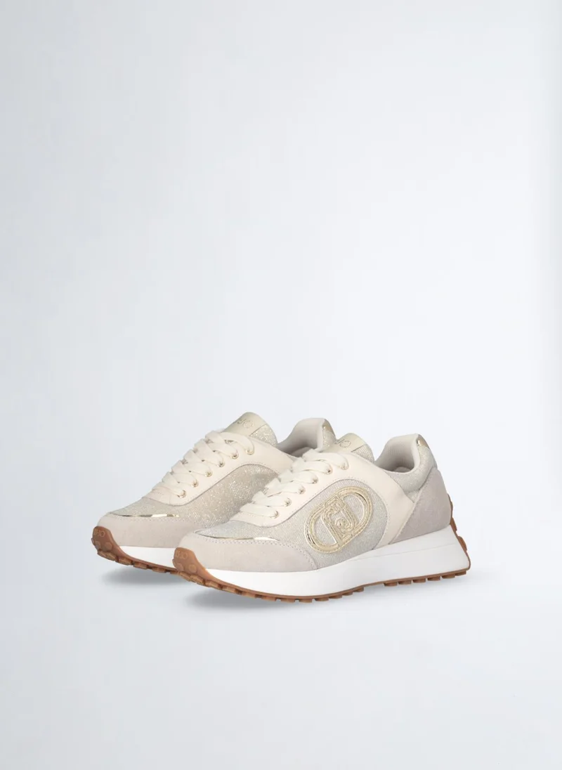 ليو جو Beige lurex sneakers