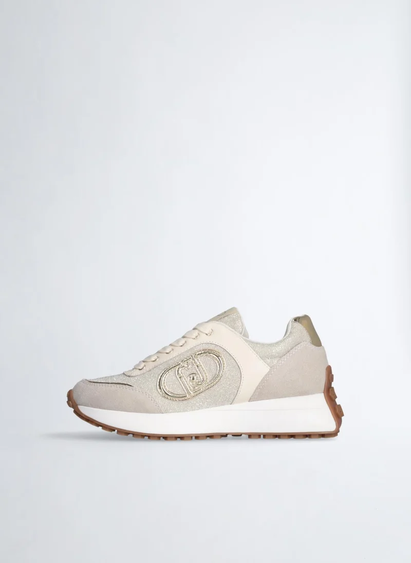 ليو جو Beige lurex sneakers