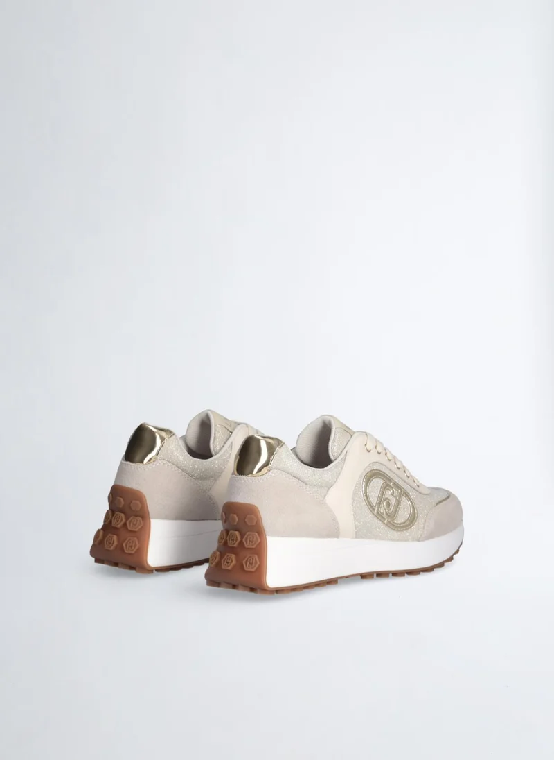 ليو جو Beige lurex sneakers