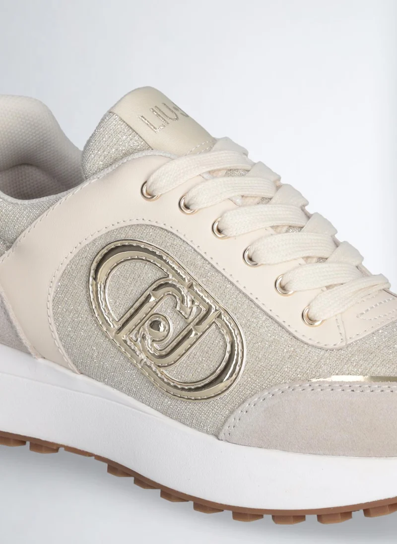 ليو جو Beige lurex sneakers