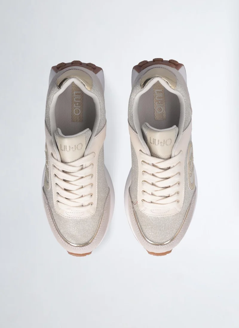 ليو جو Beige lurex sneakers