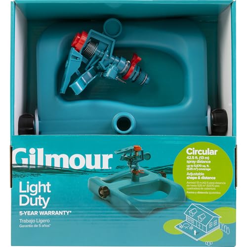 Gilmour Light Duty Circular Impact Sprinkler with Sled Base, Rotating Sprinkler Head with Adjustable Spray Pattern, Lawn Sprinkler for Large Area Coverage - Image 2
