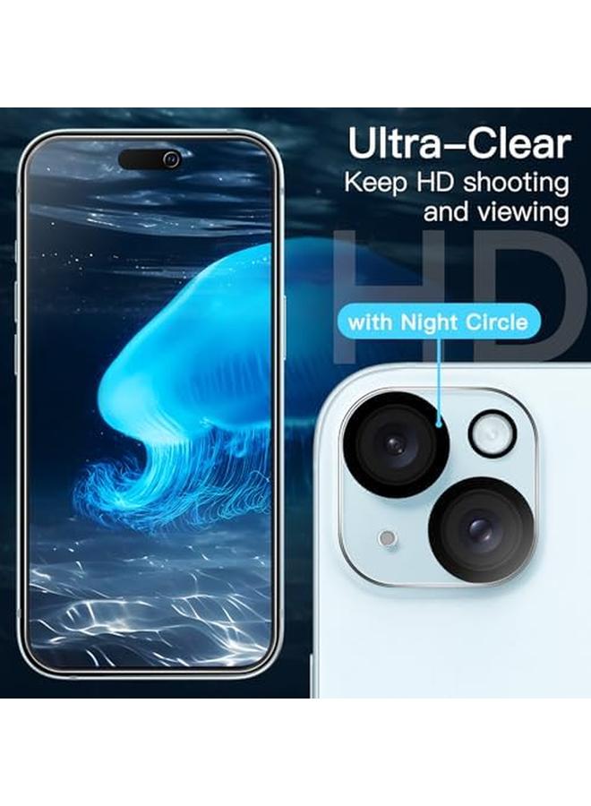 جي تيك واقي شاشة لهاتف آيفون 15 بلس مقاس 6.7 بوصة مع واقي عدسة الكاميرا بدون فقاعات وأداة تثبيت سهلة وفيلم زجاجي مقوى شفاف عالي الدقة عبوة من 3 قطع لكل منها - Image 5