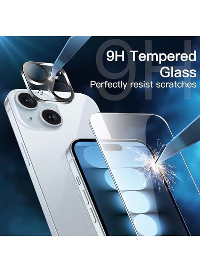 جي تيك واقي شاشة لهاتف آيفون 15 بلس مقاس 6.7 بوصة مع واقي عدسة الكاميرا بدون فقاعات وأداة تثبيت سهلة وفيلم زجاجي مقوى شفاف عالي الدقة عبوة من 3 قطع لكل منها - Image 3