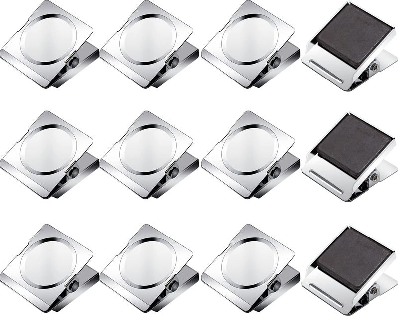 Thimmamma Magnetic Clips 1.77 inch, 12 Pack Heavy Duty Magnetic Clips for Whiteboard Refrigerator Classroom, Large Magnet Metal Clips for Hanging - Image 1