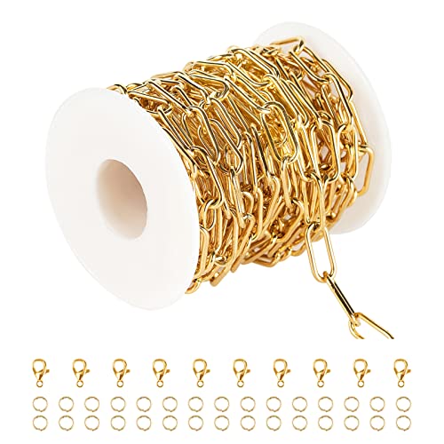 UMAOKANG 16.4 Feet Stainless Steel 10MM Cuban Chains for Men Hip Hop Jewelry Making Heavy Silver Chain Chunky Curb Cuban Link Necklace Bracelet Chain with Open Jump Rings Lobster Clasps - Image 1
