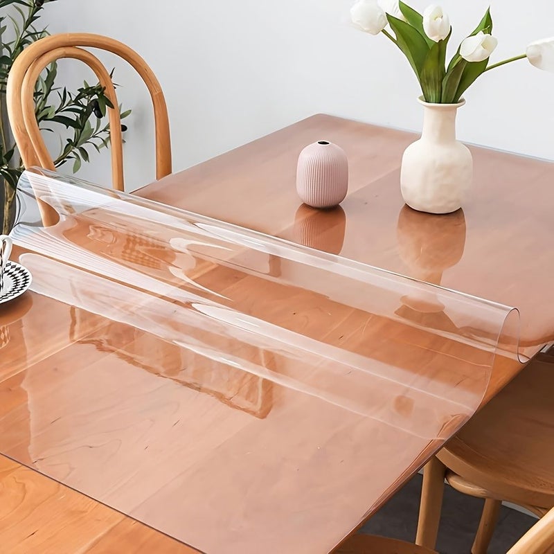 1mm PVC Transparent Tablecloth Scratch Heat Resistant Protective Film Dining Coffee Table 90x160cm - Image 1