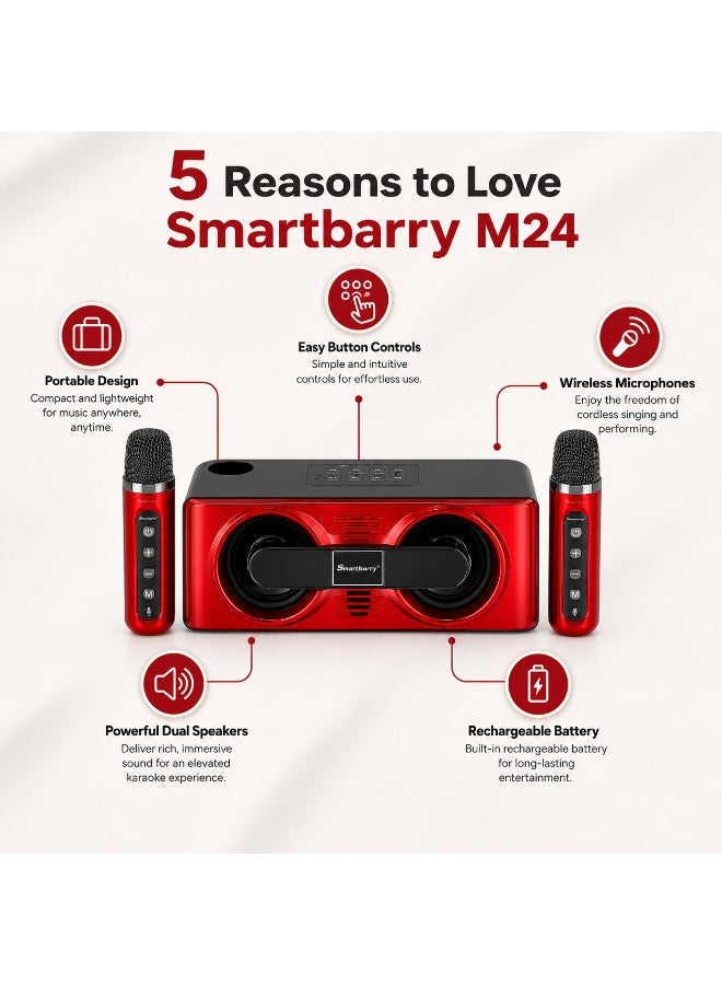Smartbarry M24 Portable Wireless Karaoke Speaker with Microphone – 20W High Power Sound, 3000mAh Rechargeable Battery, Bluetooth Connectivity, Deep Bass Party Speaker for Home, Outdoor & Events - Image 4