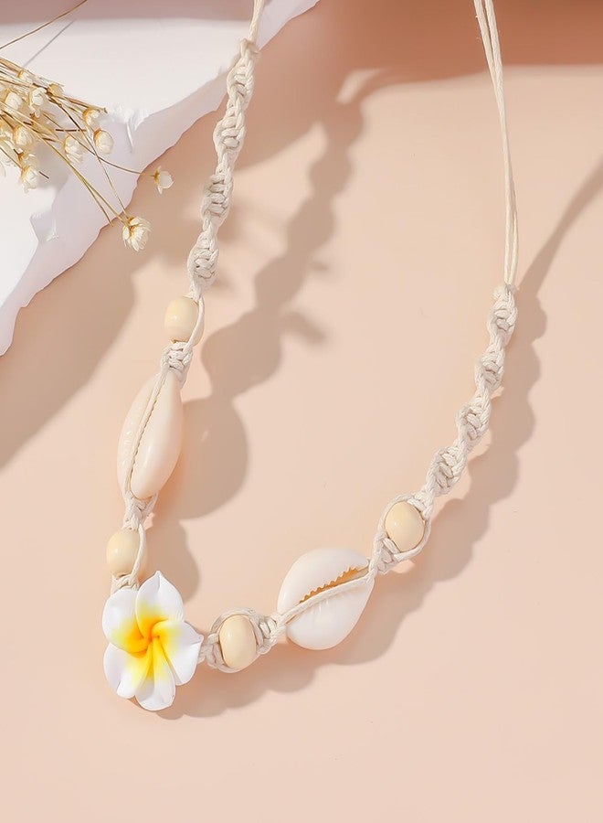 Nackiy Handmade Sea Shell Necklace for Women Summer Adjustable Natural Shell Collar Necklace (Beige Braided Rope), No Gemstone - Image 5