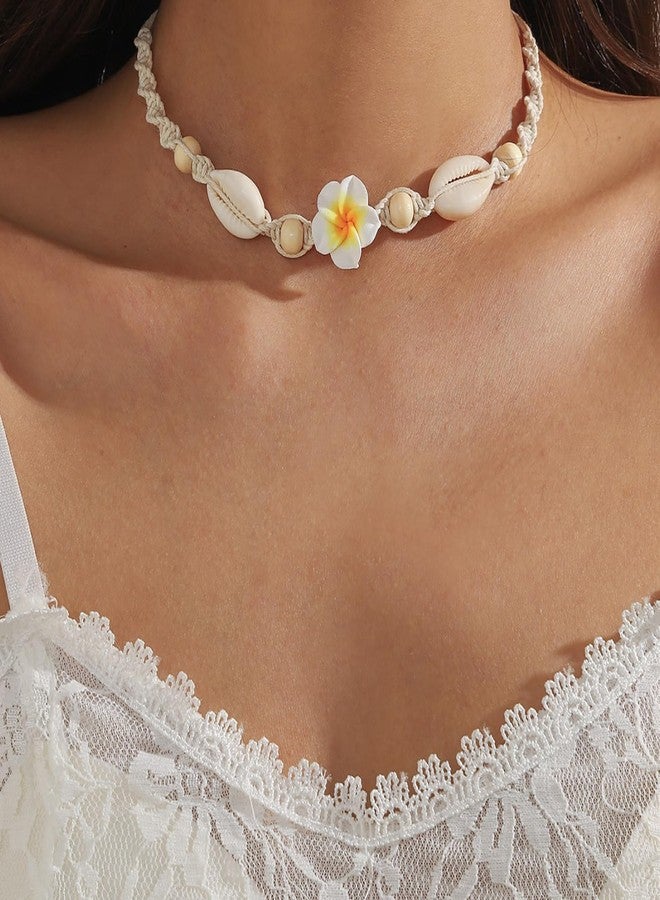 Nackiy Handmade Sea Shell Necklace for Women Summer Adjustable Natural Shell Collar Necklace (Beige Braided Rope), No Gemstone - Image 2