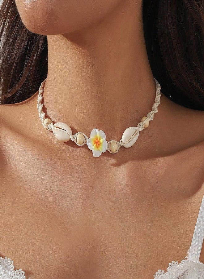Nackiy Handmade Sea Shell Necklace for Women Summer Adjustable Natural Shell Collar Necklace (Beige Braided Rope), No Gemstone - Image 4