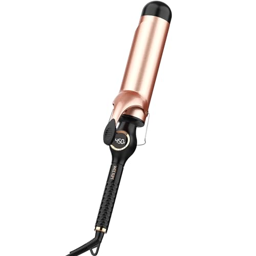 WEEYUM Large Curling Iron 2 Inch, Ceramic Long Barrel Hair Curling Wand, Hair Styling Tool, Dual Voltage, LCD Display, Black - Image 1