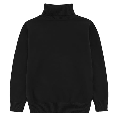 GLEAMING GRAIN Kids Turtleneck Sweaters Pullover Kids Toddler Long Sleeve Lapel Sweater Cotton Boys and Girls 3-10 Years Black - Image 1