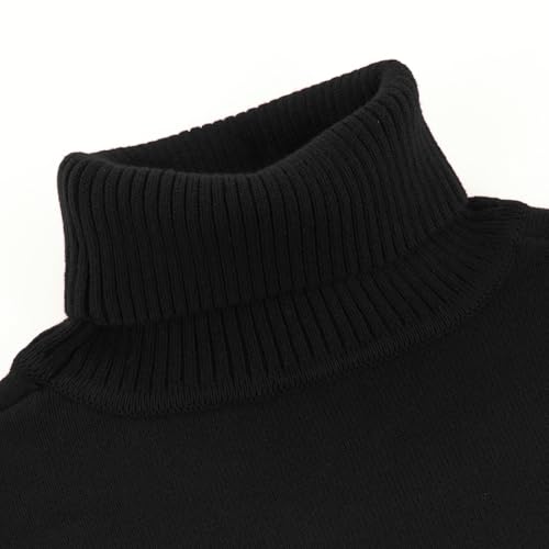 GLEAMING GRAIN Kids Turtleneck Sweaters Pullover Kids Toddler Long Sleeve Lapel Sweater Cotton Boys and Girls 3-10 Years Black - Image 2