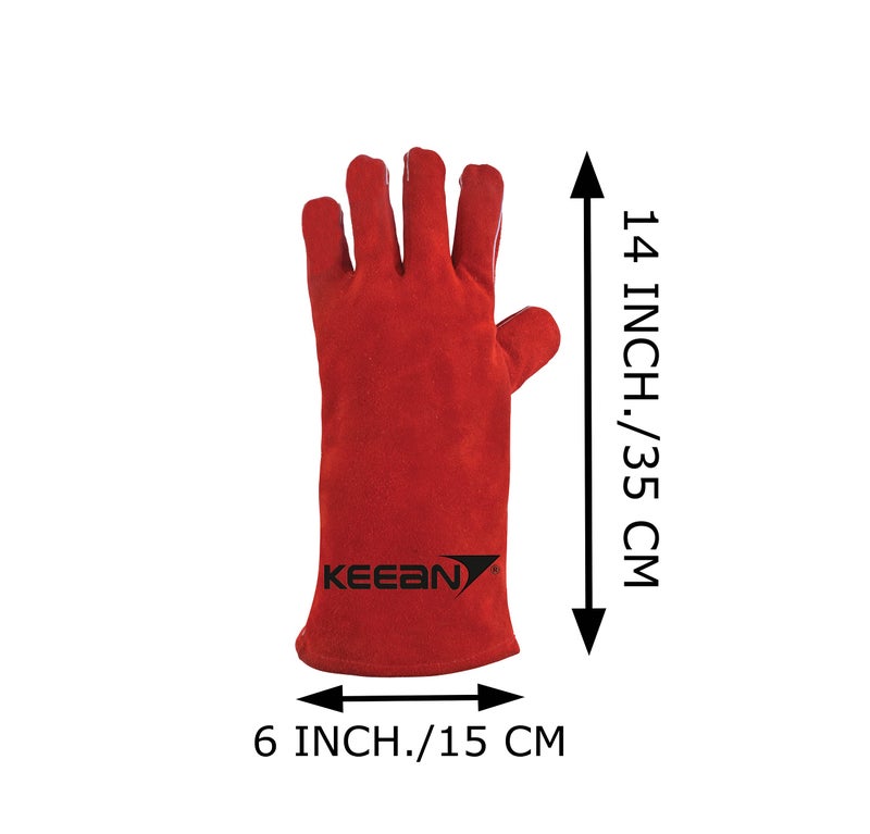 KEEAN ARC/MIG/TIG 14 inch Welding Gloves Heat&Fire Resistant Leather Cut Proof Gaunlets Kevlar Stitching, Extreme High Temperature Hot Metal Thermal Work Safety Protective Heavy Duty - Image 2