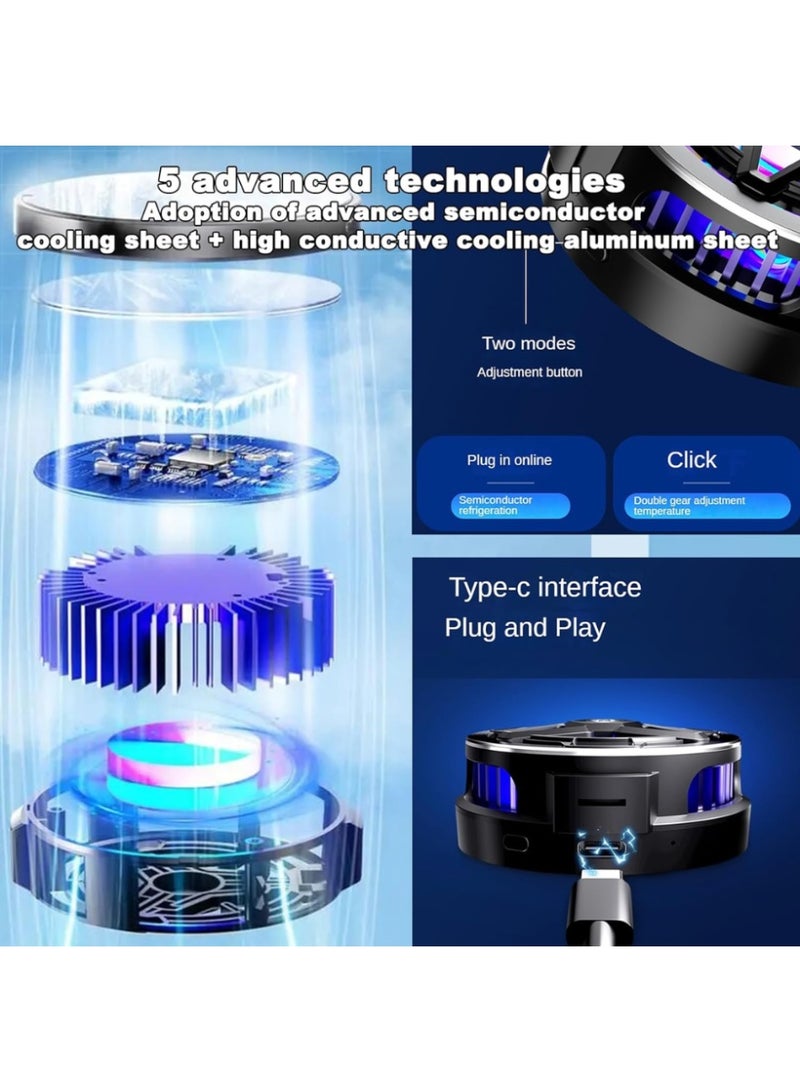 نيس آرت Mobile Cooler Semiconductor,عرض درجة الحرارة في الوقت الحقيقي,دورة اللون الخلية شبه الموصلات الهاتف مبرد متوافق مع الهاتف / التبديل / وسادة / الكمبيوتر المحمول,مناسبة للألعاب,في الهواء الطلق فلوغ - Image 3