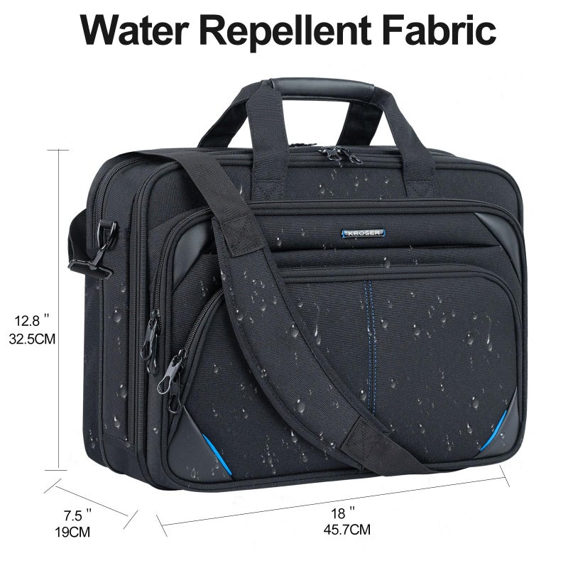 KROSER Laptop Bag 17.3 Inch Premium Laptop Briefcase, Expandable Laptop Shoulder Messenger Bag Durable Computer Case - Image 4