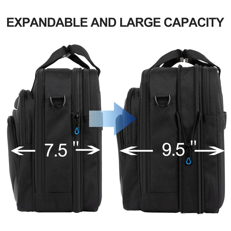 KROSER Laptop Bag 17.3 Inch Premium Laptop Briefcase, Expandable Laptop Shoulder Messenger Bag Durable Computer Case - Image 3