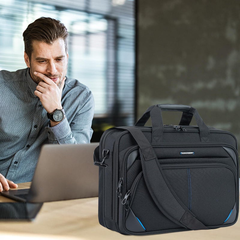 KROSER Laptop Bag 17.3 Inch Premium Laptop Briefcase, Expandable Laptop Shoulder Messenger Bag Durable Computer Case - Image 2