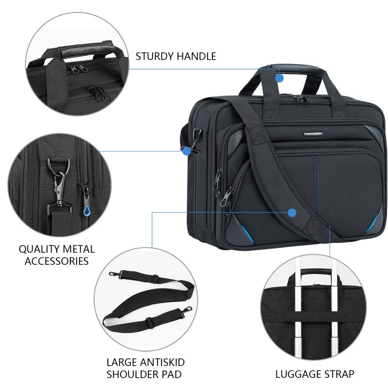 KROSER Laptop Bag 17.3 Inch Premium Laptop Briefcase, Expandable Laptop Shoulder Messenger Bag Durable Computer Case - Image 5