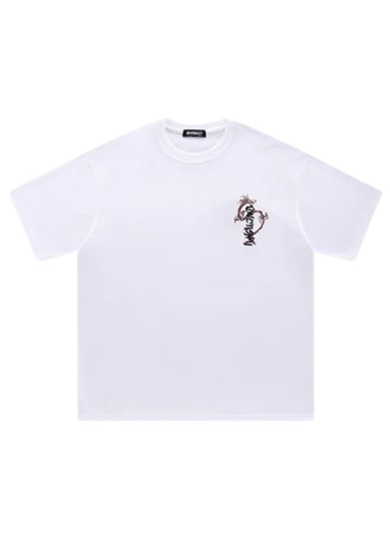 Thirty-One - Traditional White Chinese Dragon Printed Unisex Oversized T-shirt - Image 1