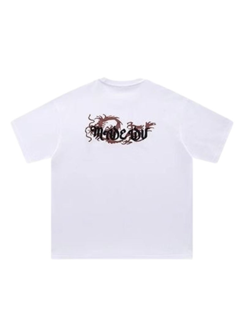Thirty-One - Traditional White Chinese Dragon Printed Unisex Oversized T-shirt - Image 1