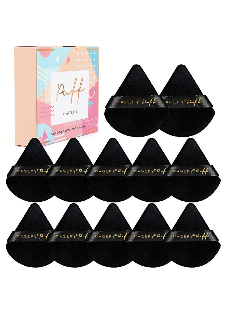 MAGEFY طقم إسفنجات مكياج مثلثية مكون من 12 قطعة - إسفنجة أساس ناعمة وقابلة لإعادة الاستخدام للبودرة السائبة، للاستخدام الرطب/الجاف (أسود) - Image 5
