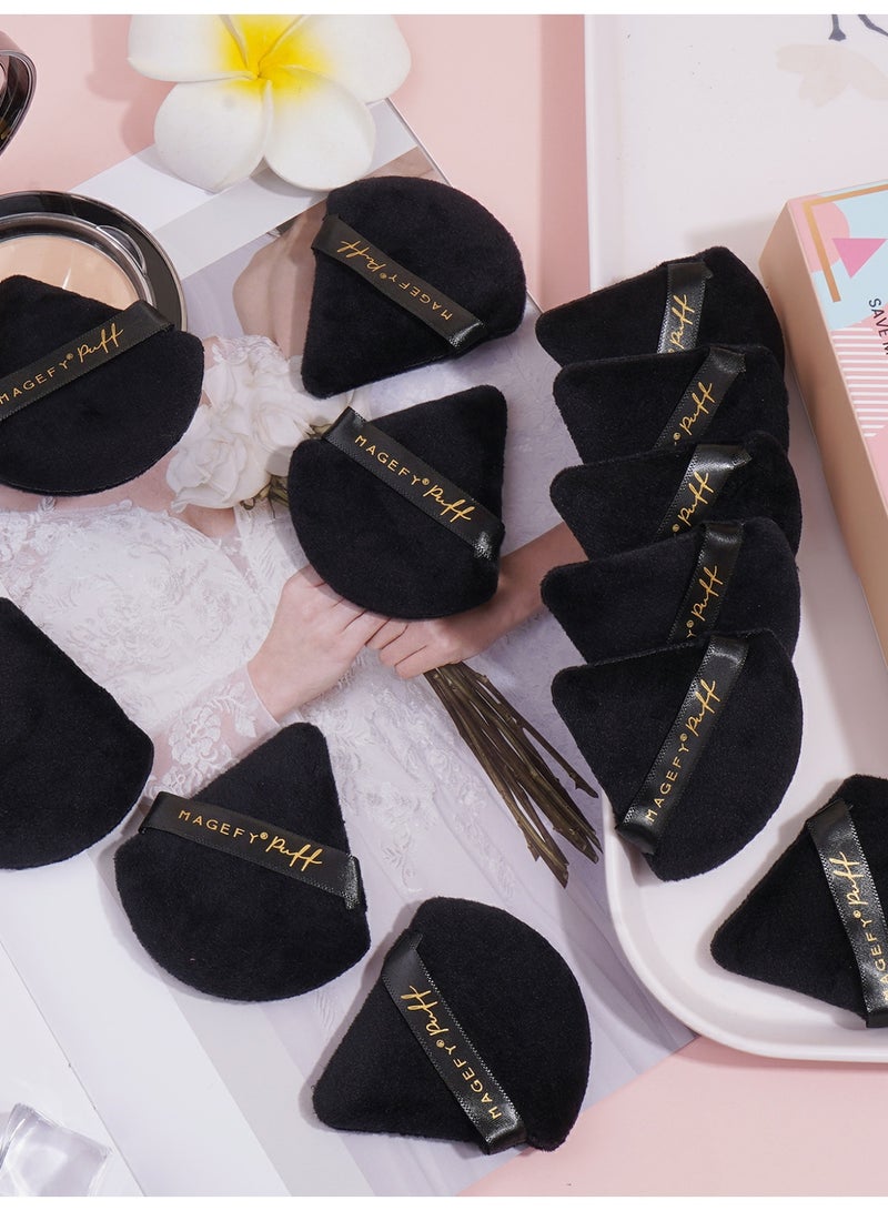 MAGEFY طقم إسفنجات مكياج مثلثية مكون من 12 قطعة - إسفنجة أساس ناعمة وقابلة لإعادة الاستخدام للبودرة السائبة، للاستخدام الرطب/الجاف (أسود) - Image 4