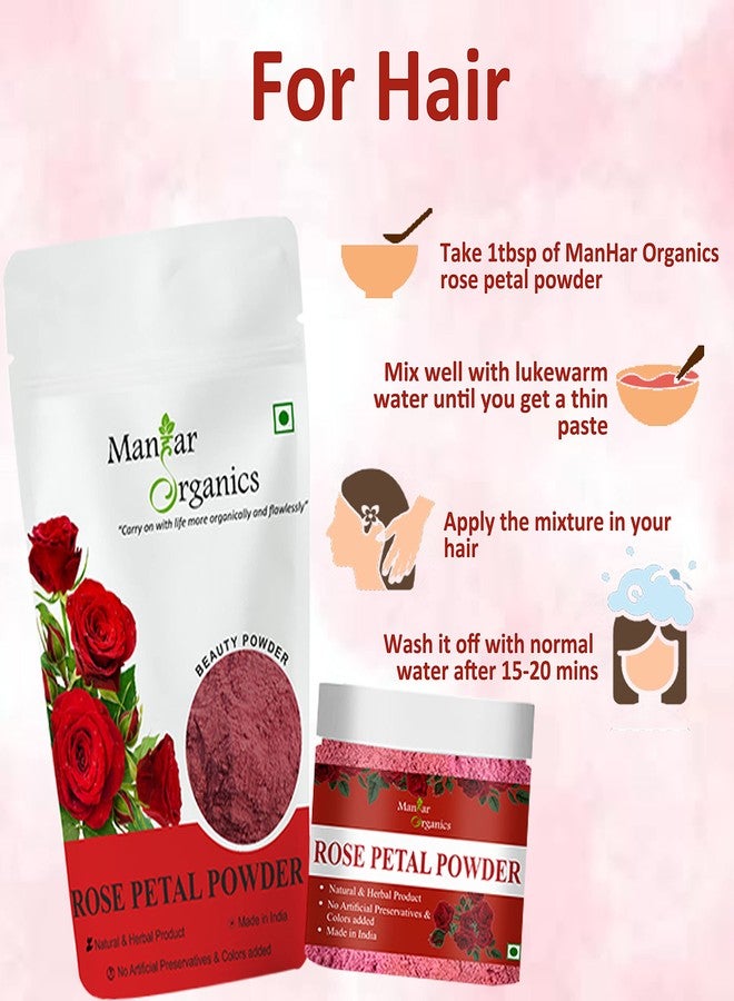 ManHar Organics Rose Petal Powder 500gm | Antioxidant Support To Revitalize Skin Health | for Skin & Hair with Vitamin Enriched, Fairness, Tanning & Glowing Face Pack Mask - Image 5