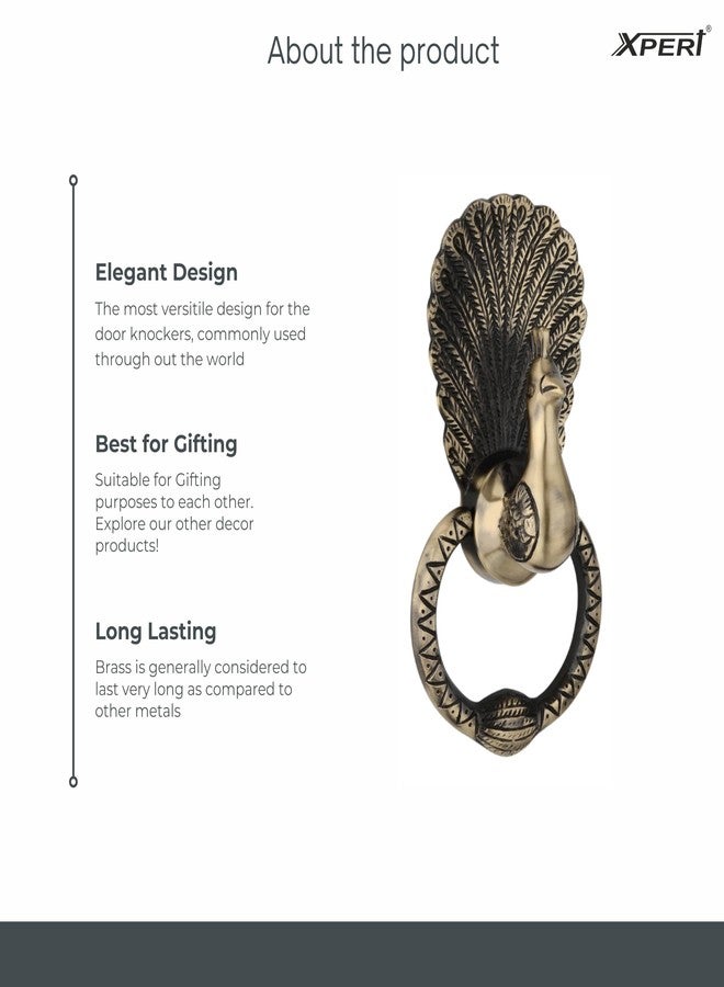 Xpert Sarang Antique Door Knocker for Main Door Pack of 1 by Xpert Brass Decorative Items for Living Room Antique Home Decor Items Interior Decoration Items Brass Pooja Items & Door Accessories for Home - Image 3