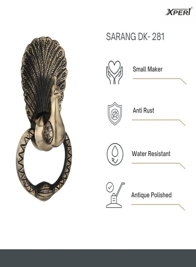 Xpert Sarang Antique Door Knocker for Main Door Pack of 1 by Xpert Brass Decorative Items for Living Room Antique Home Decor Items Interior Decoration Items Brass Pooja Items & Door Accessories for Home - Image 2