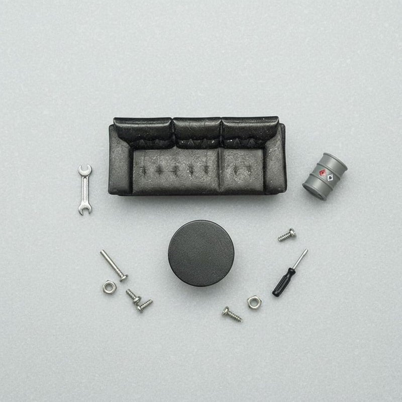 predolo 1/64 Scale Furniture Model Realistic Detail 1/64 Diorama Furniture Weathered Finish Resin Diorama Accessory for Hobbyists, Black - Image 4