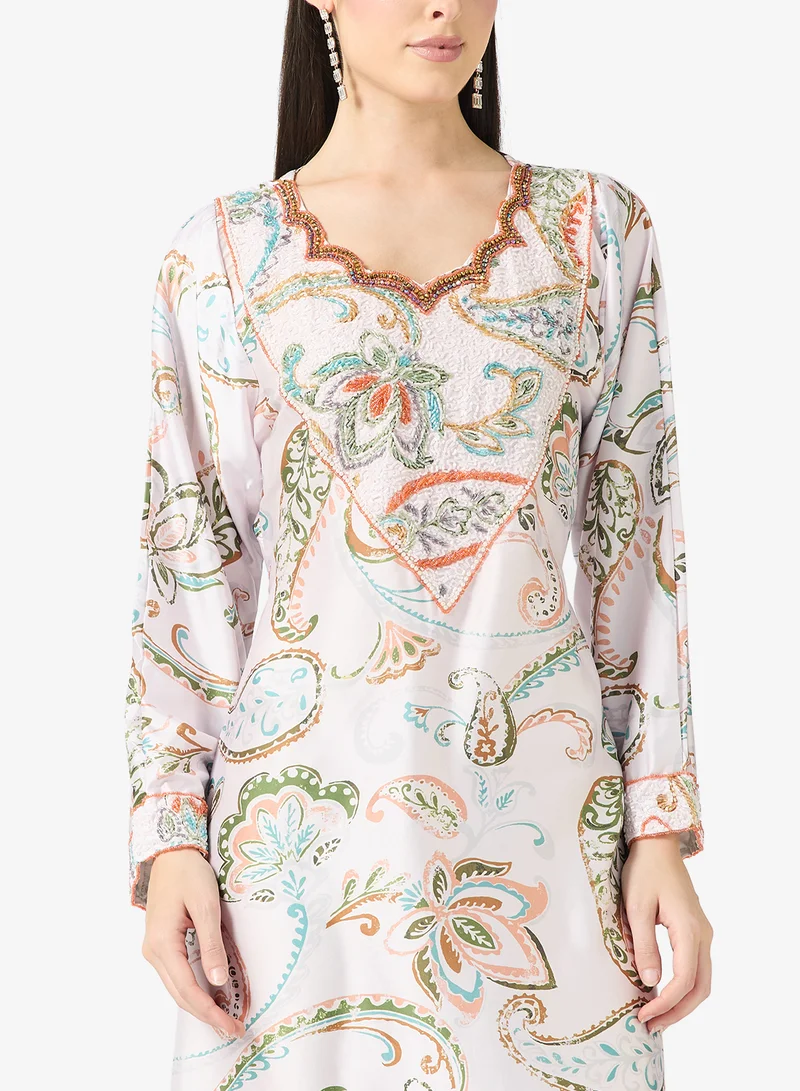 Arabian Closet  Embellished Belted Jalabiya for Women | Best Price UAE