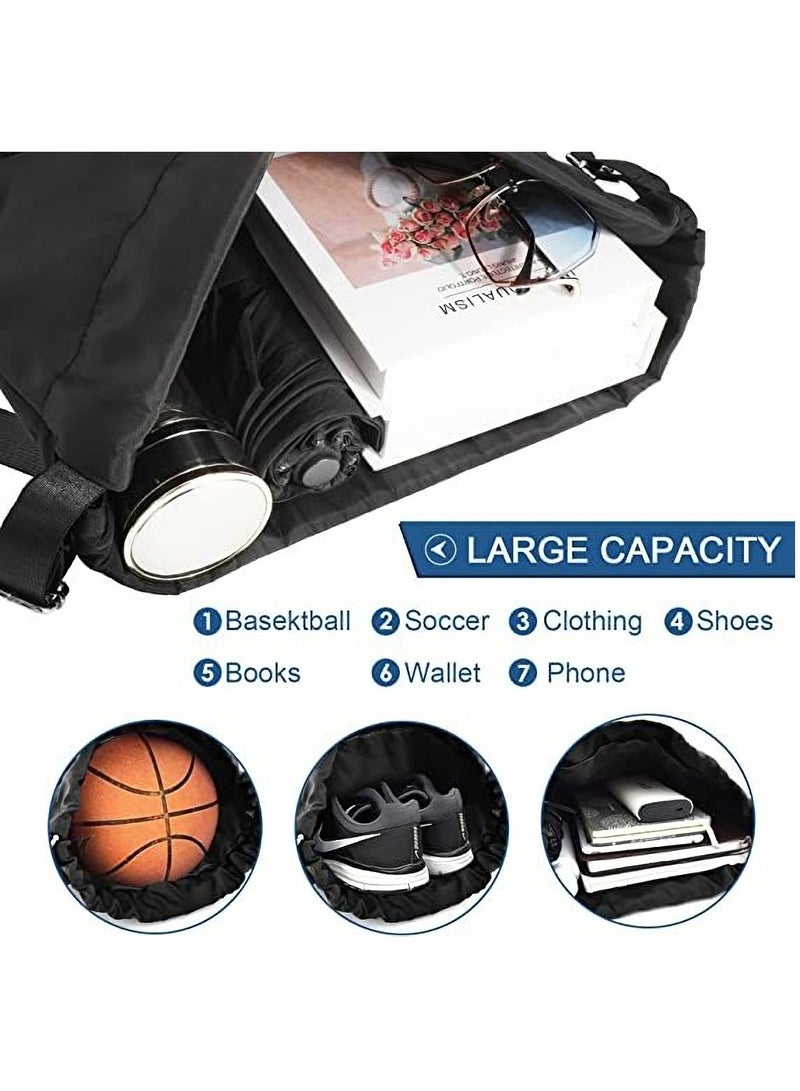 Nylon Drawstring Backpack for Sports and Gym, Large Water-Resistant Sackpack with Zipper and Front/Rear Pockets, Ideal for School, Swimming, Travel for Kids, Boys, Girls, Women, and Men. - Image 3