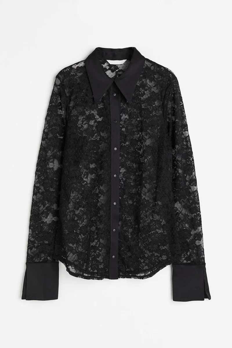 اتش اند ام Lace Button Down Shirt