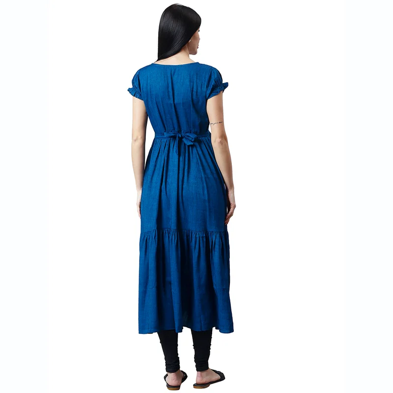 CEE 18 Women's Cotton Rayon A-Line Maternity Feeding Kurti with Zippers