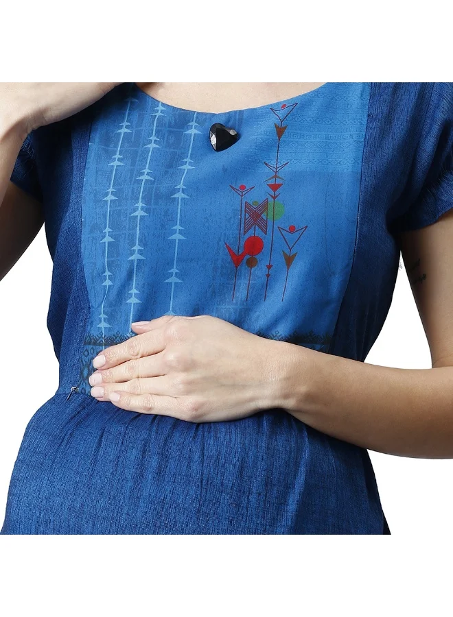 CEE 18 Women's Cotton Rayon A-Line Maternity Feeding Kurti with Zippers