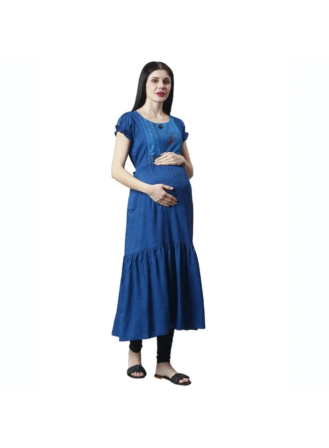 CEE 18 Women's Cotton Rayon A-Line Maternity Feeding Kurti with Zippers