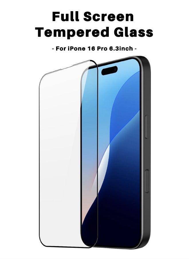 Glass 2 Pack iPhone 16 Pro Screen Protector, [9H Hardness][Touch Sensitive][Anti Fingerprint][Anti Scratch][Bubble Free], HD Full Cover Tempered Glass Screen Protector for iPhone 16 Pro 6.3 inch (Boxed, 2PCS)  - Image 2