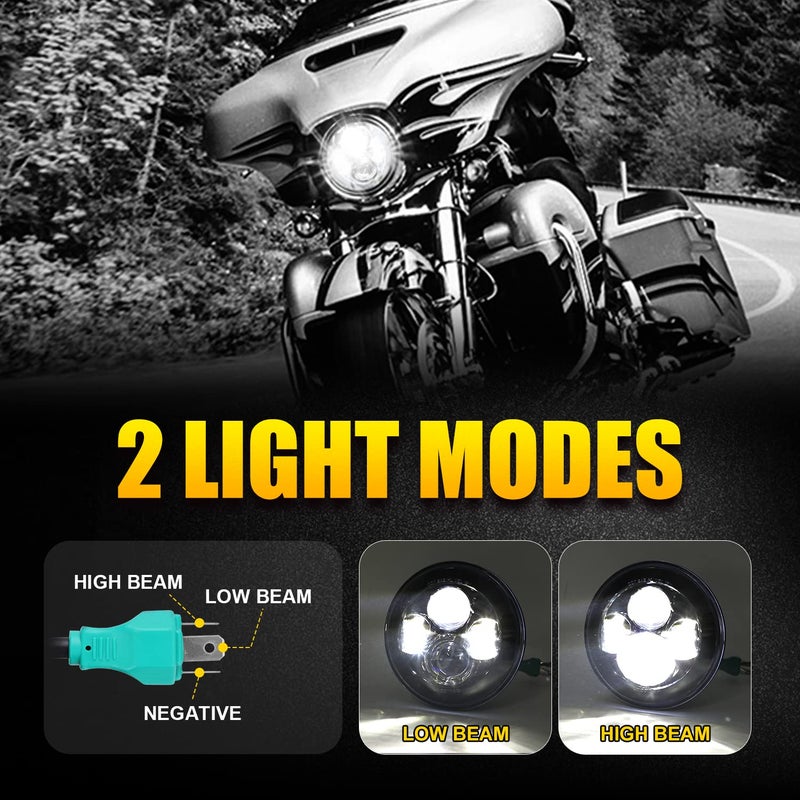 LX-LIGHT Dot Approved 7Inch Black LED Headlight Compatible with Motorcycle Tour,FLD,Softail Heritage,Street Glide,Road King,Electra Glide,Yamaha V-Star Road Star Wrangler - Image 3