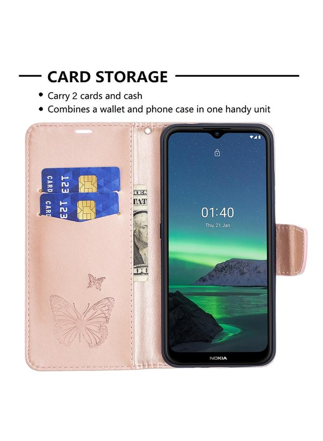 S-TOP Case For Nokia 1.4 Embossing Two Butterflies Pattern Horizontal Flip PU Leather Case with Holder & Card Slot & Wallet & Lanyard - Image 5